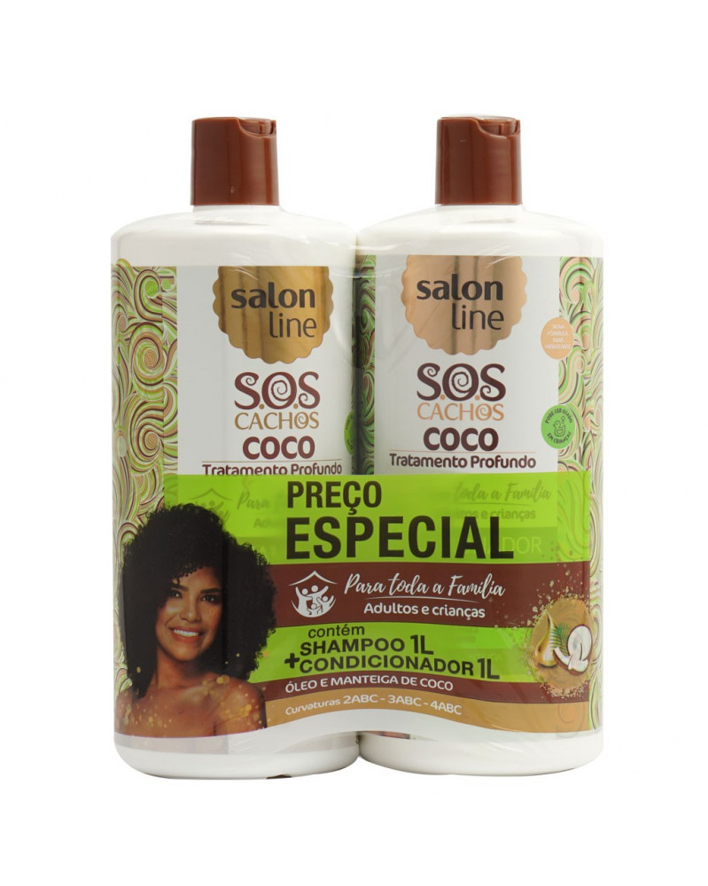 Shampoo Y Acondicionador Salon Line - Kit Sos Cachos Coco 1 Litro