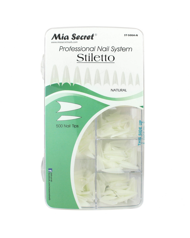 Tips De Uñas Stiletto Natural Mia Secret - 500 Unidades